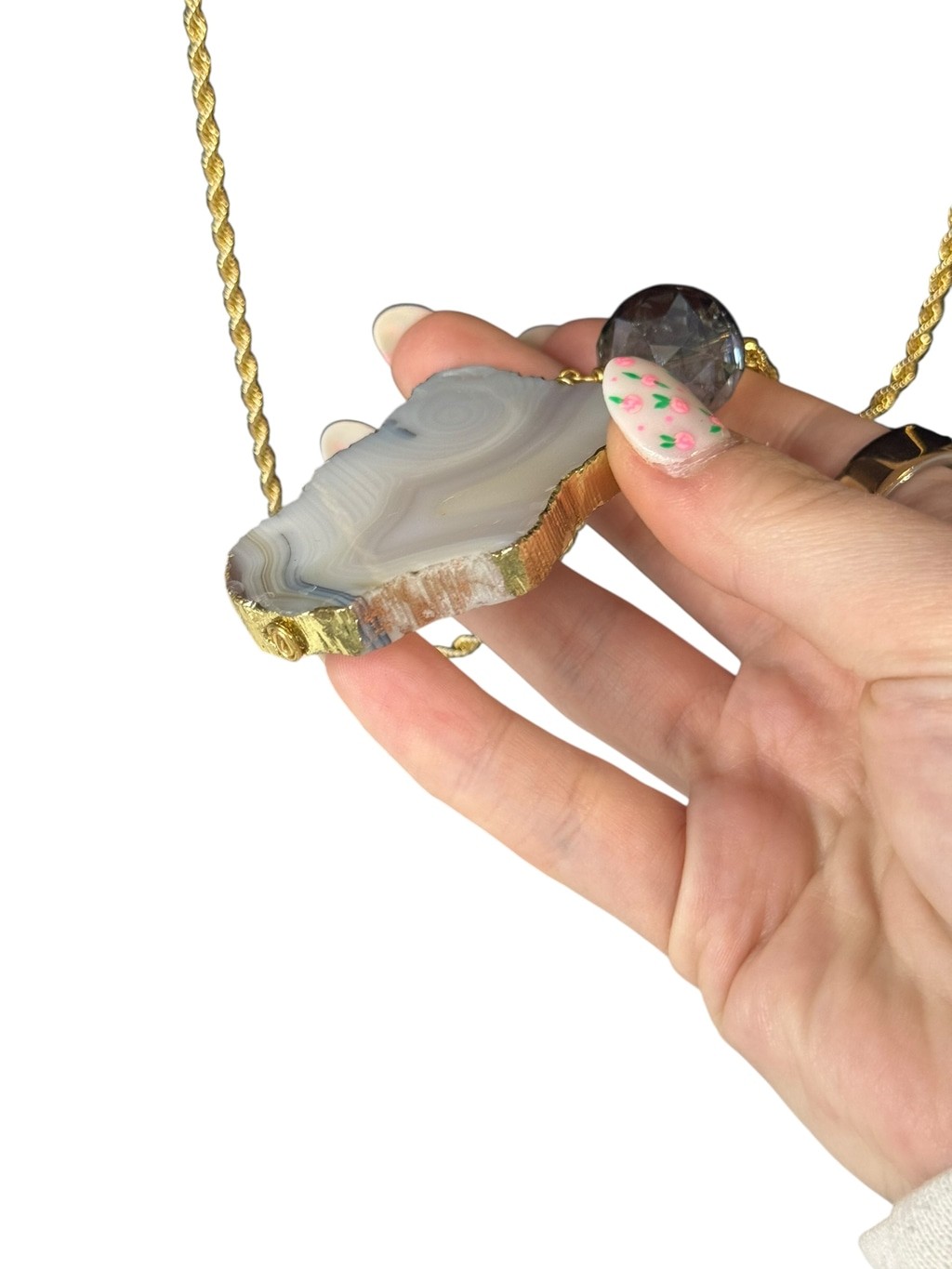 Women’s Unbranded Necklace One Size Gold White Agate Pendant