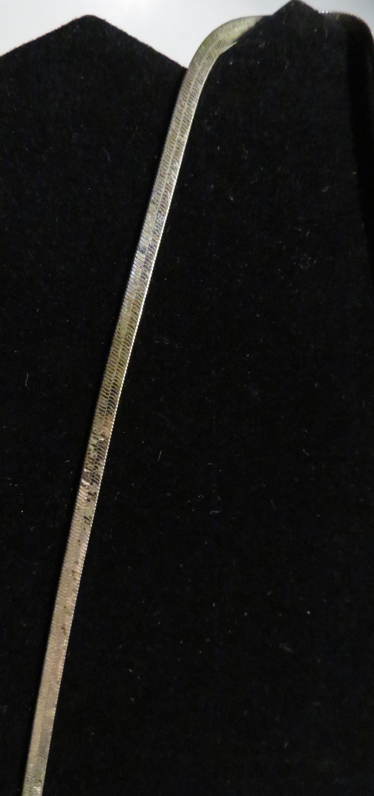 Vintage Gold Silver Tone Herringbone Chain Necklace Flat Link 24″ ROUGH CONDITIO