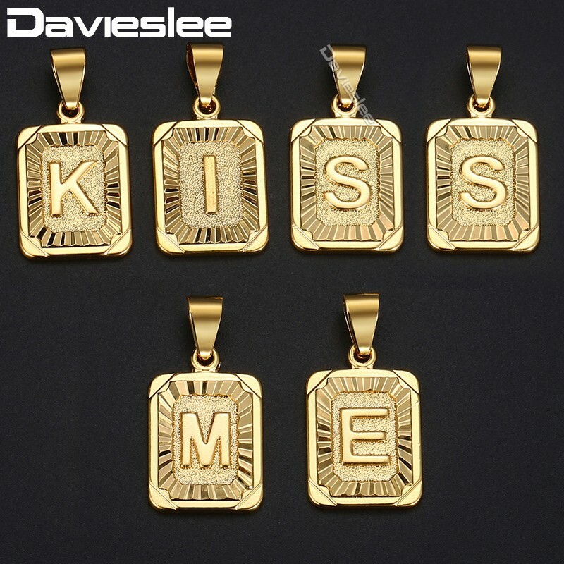 26 Letters Initial A-Z Necklace 14k Gold Plated Pendant Box Chain Choker 16-30″
