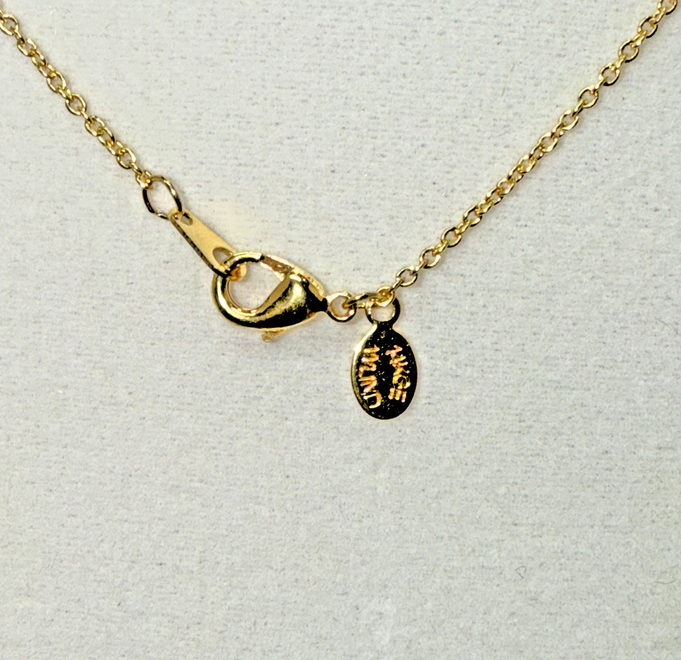 Vintage 14K GE W Lind Gold Clear Crystal Heart Pendant Necklace Layering Chain