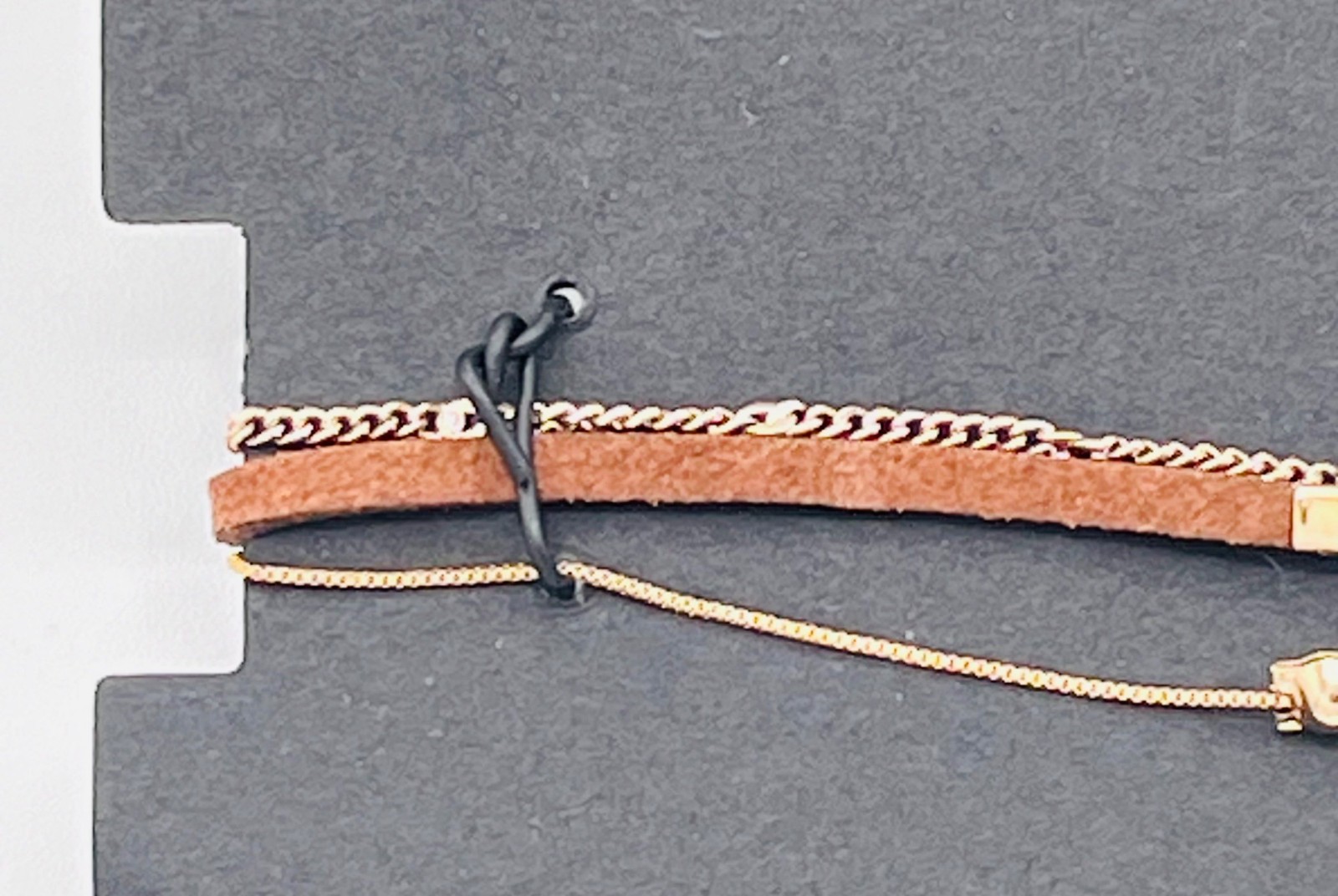 Brown Faux Leather & Gold-Tone Chain Circle Pendant Choker Necklace | Festival