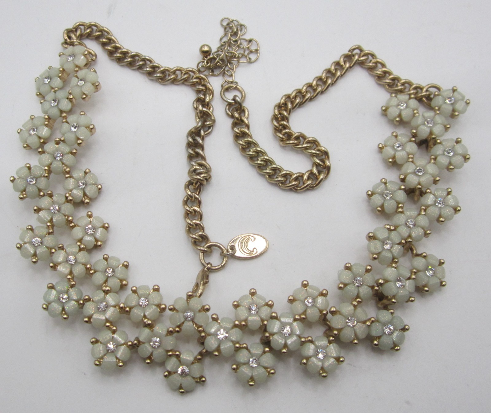 Floral Cluster Statement Necklace 19+ in.