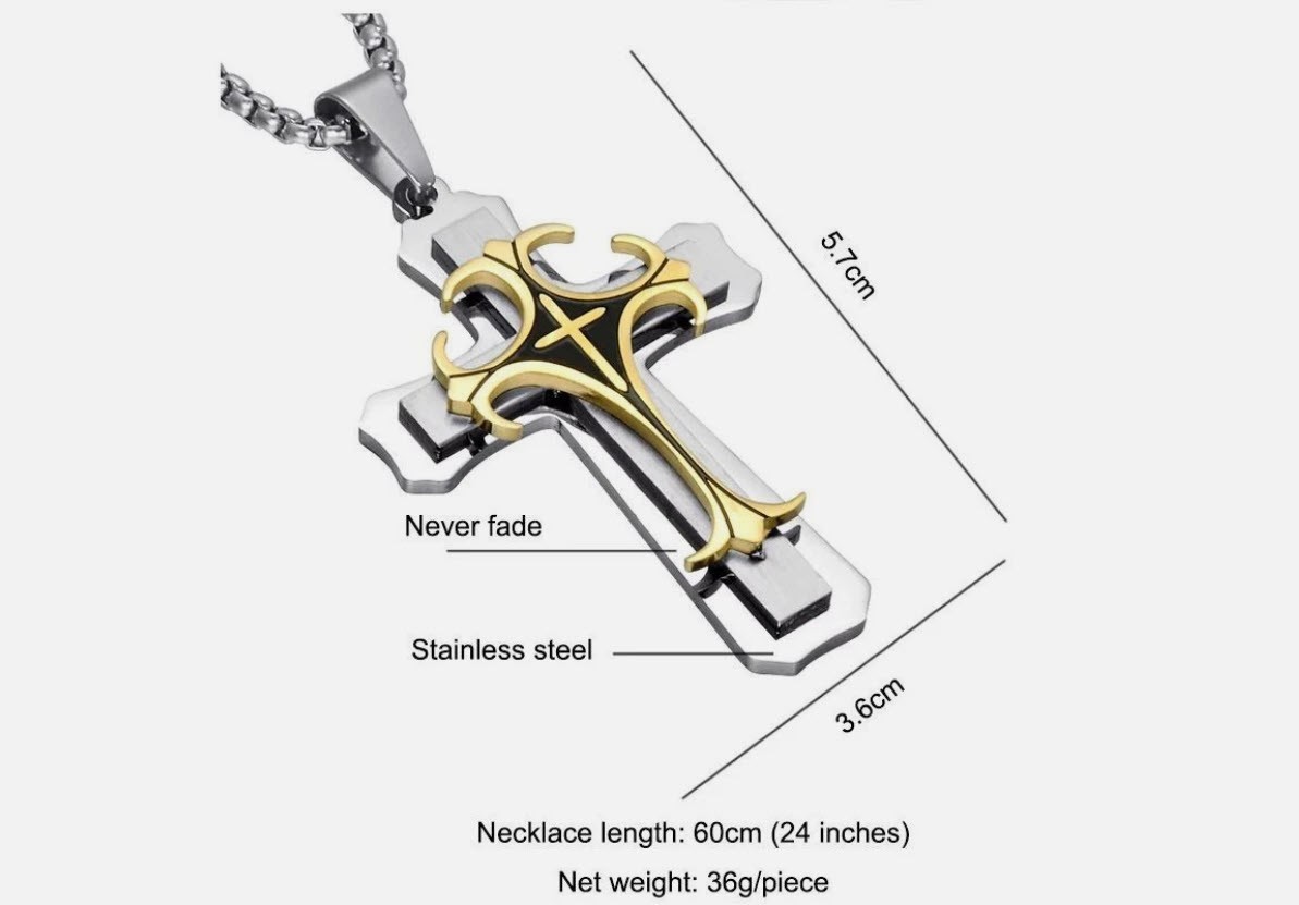 Cross Pendant Necklace Unisex Crucifix Men Women With Chain