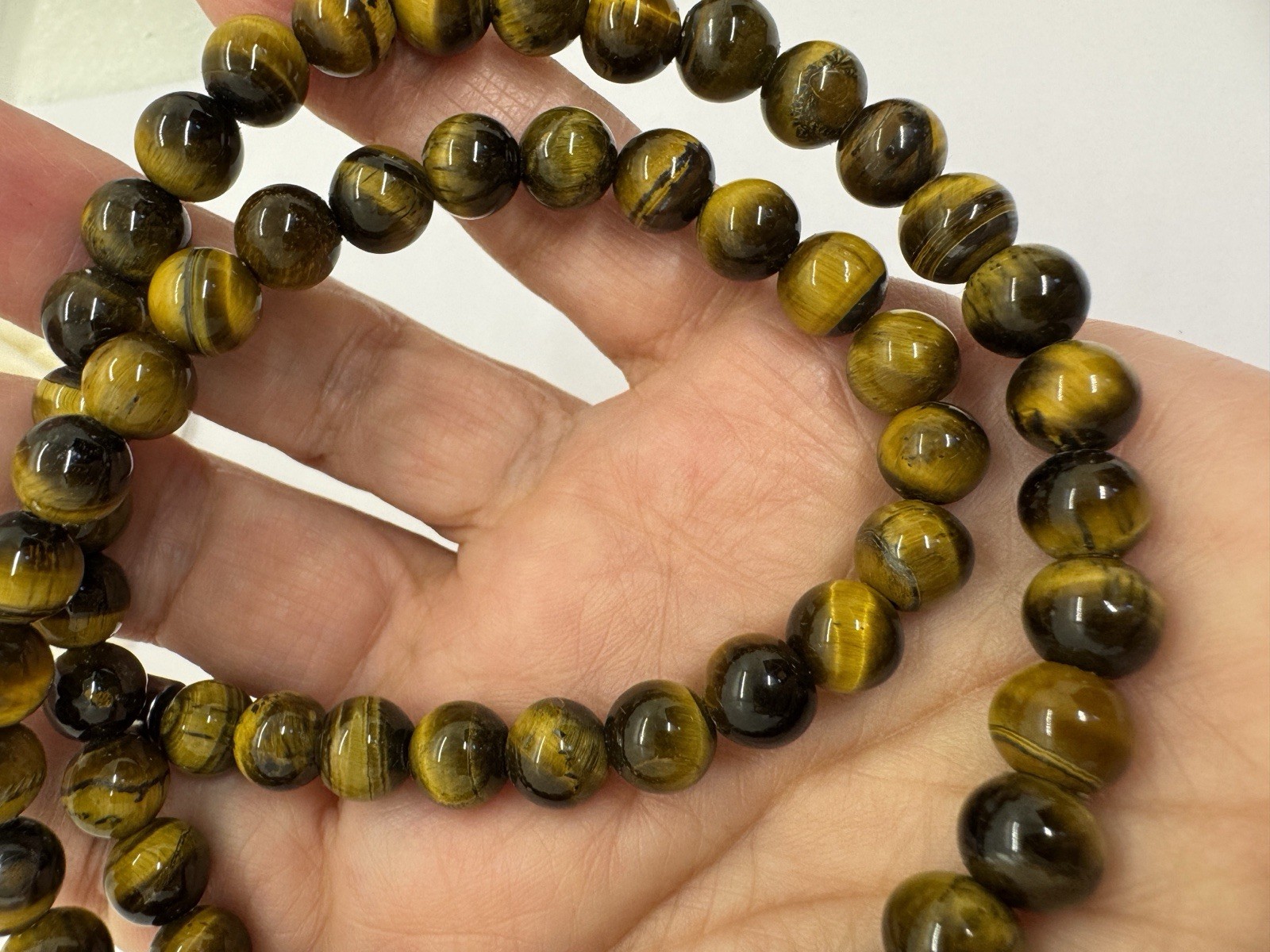 Tigers Eye Beaded Necklace 19″ Magnetic Clasp