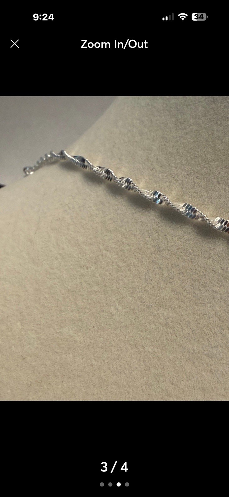 925 Sterling Silver Rope Chain bracelet Adjustable Extender Spring Ring