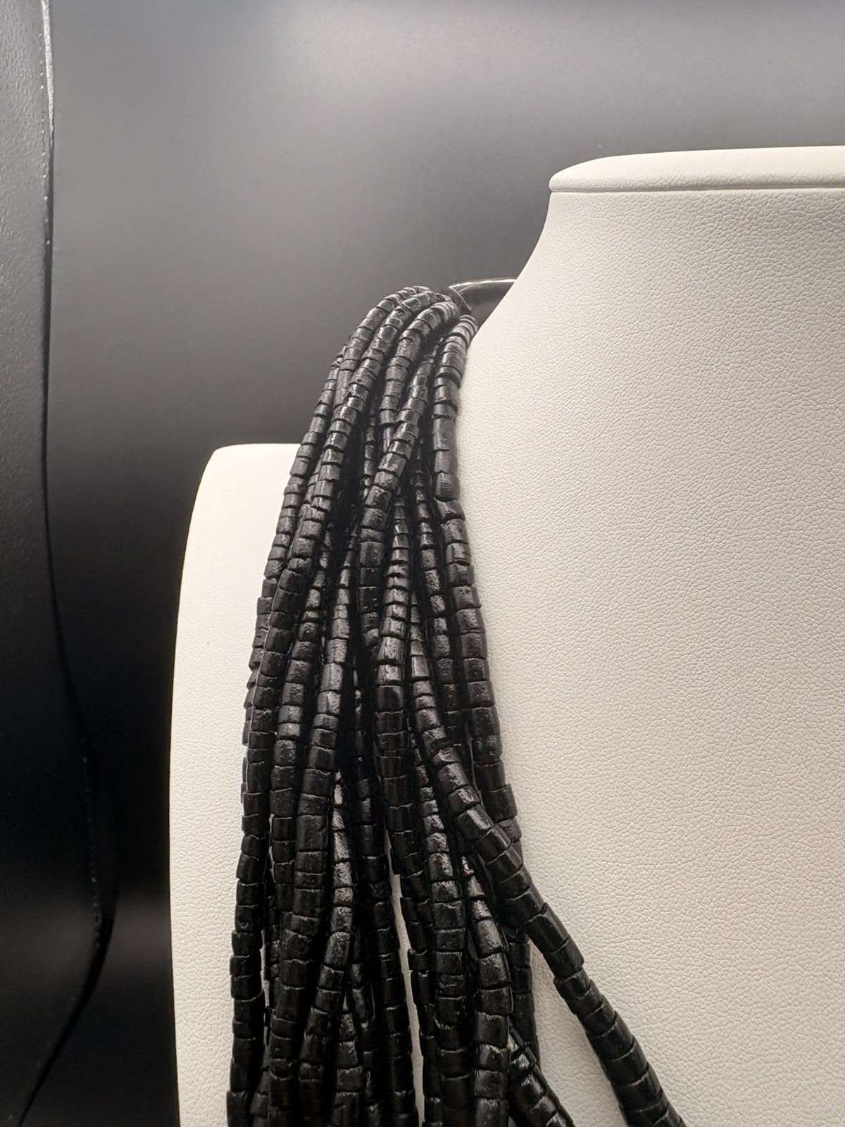 Natural Beauties 15-Strand Black Beaded Necklace with Hook