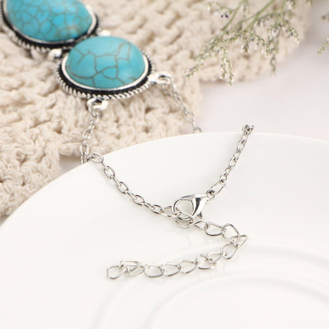 Boho Slave Bracelets Silver Turquoise Finger Ring Bracelets Summer Beach Hand…