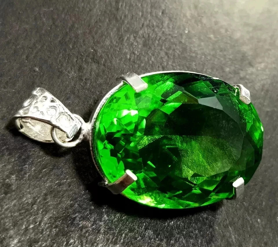 70 CT+ Flawless Green Topaz Pendant 925 Sterling Silver Plated Jewelry Best Gift