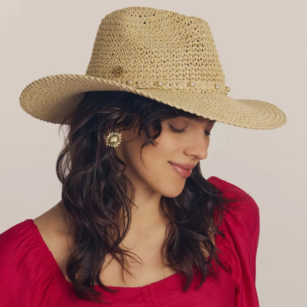 Kendra Scott Solana Pearl Band Hat – Natural