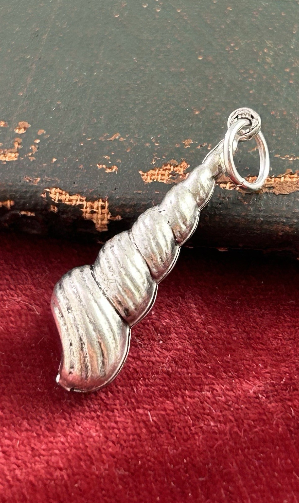 Shell Charm Seashell Pendant Nautical Beach Jewelry Silver Plated Brass Spiral