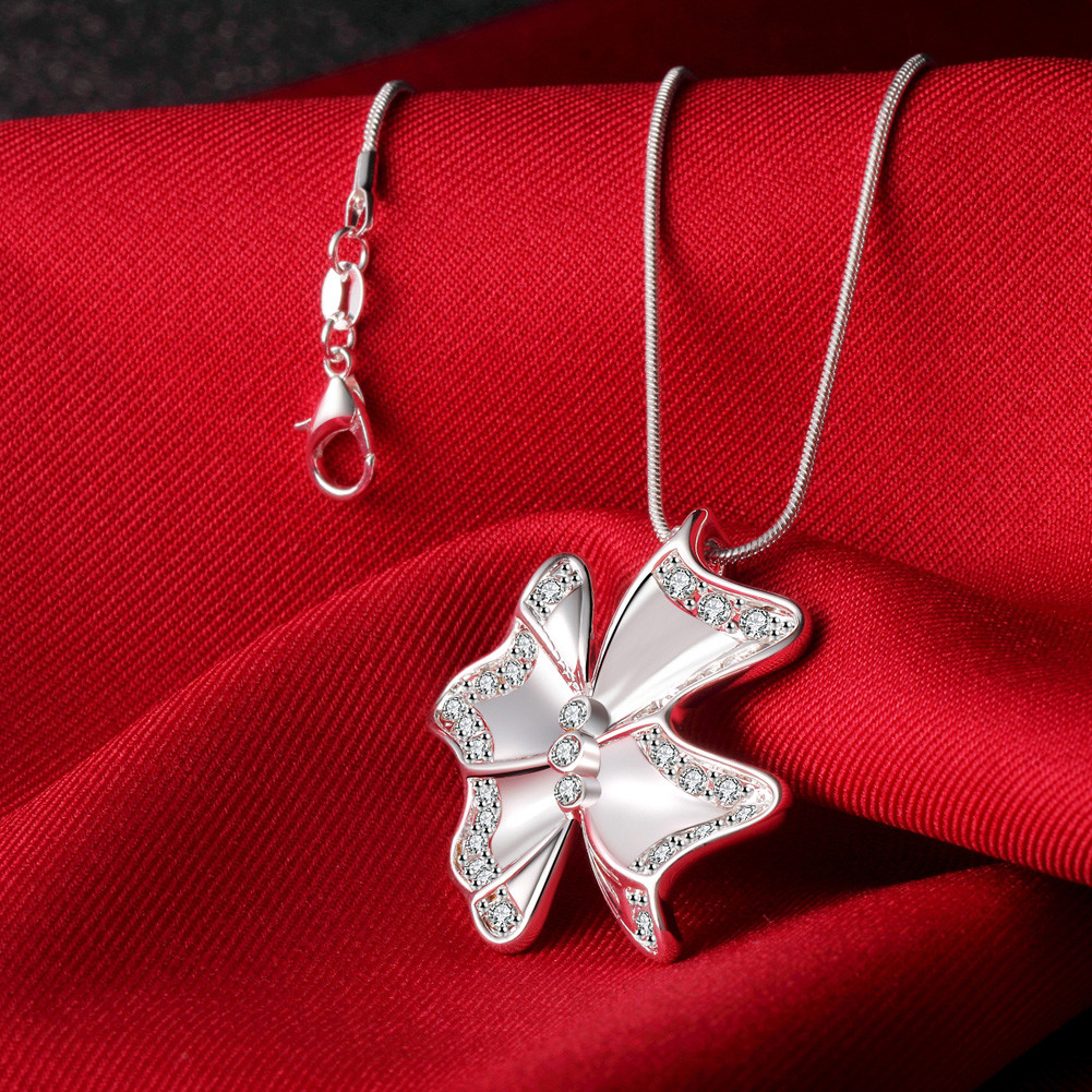 Elegant 925 Sterling Silver Filled SF Butterfly Cz Pendant Necklace N-A627 Gift