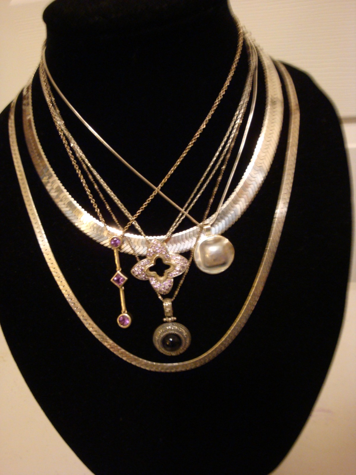 Lot Sterling Silver Necklaces various styles