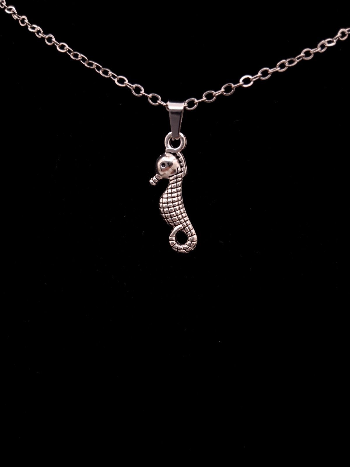 Seahorse Pendant Necklace Women’s Fashion Jewelry Gift Beach Silvery Toned