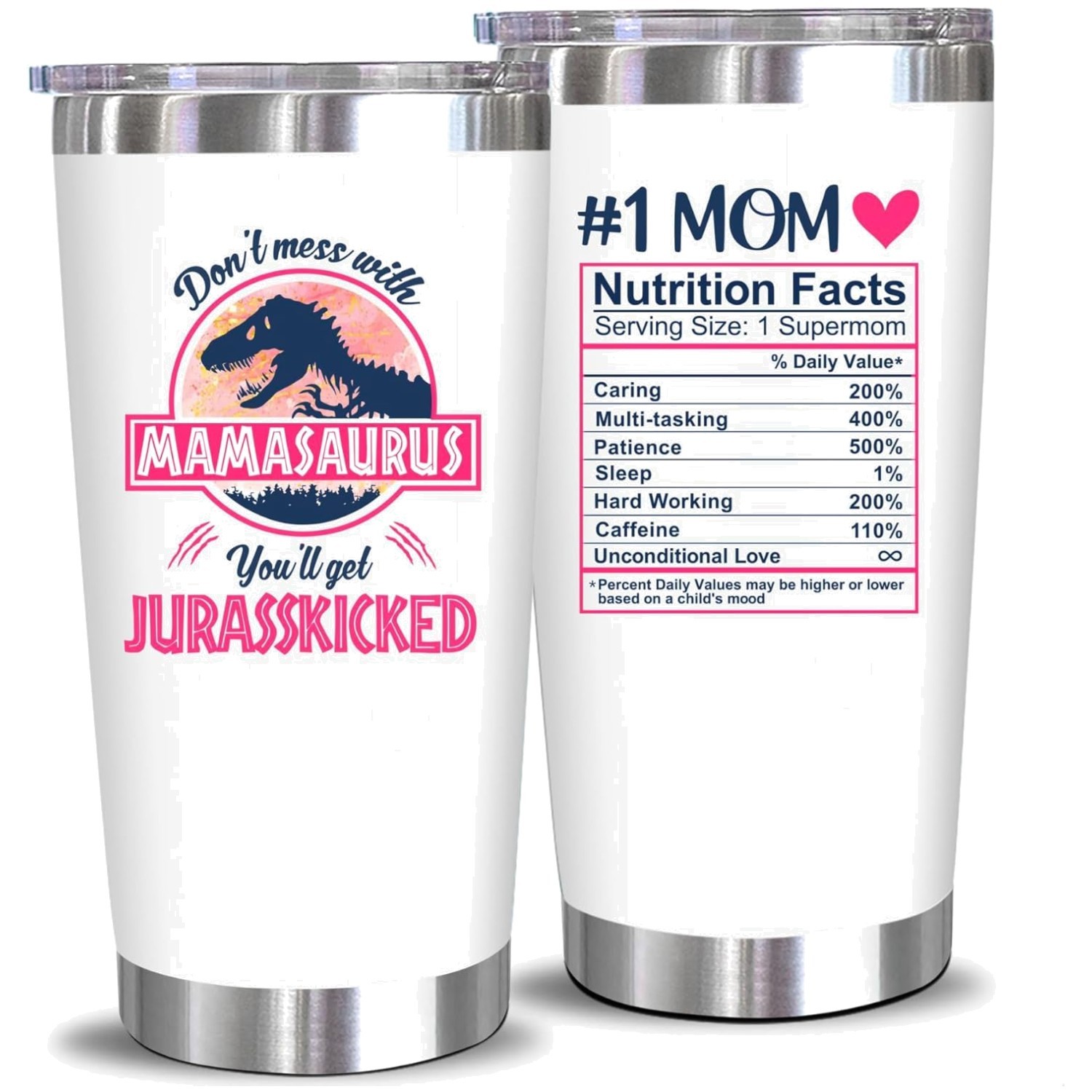 Mamasaurus Wine Tumbler for Mom – Funny Gift Idea]