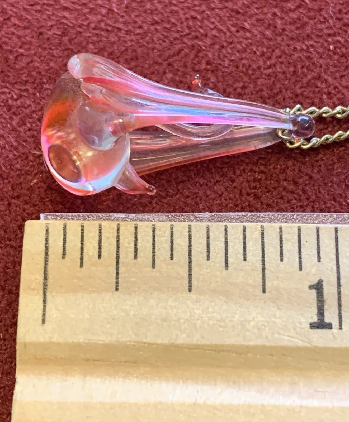 Pink Swan Charm Pendant Necklace Iridescent Glass Spring Ring 19-24 in