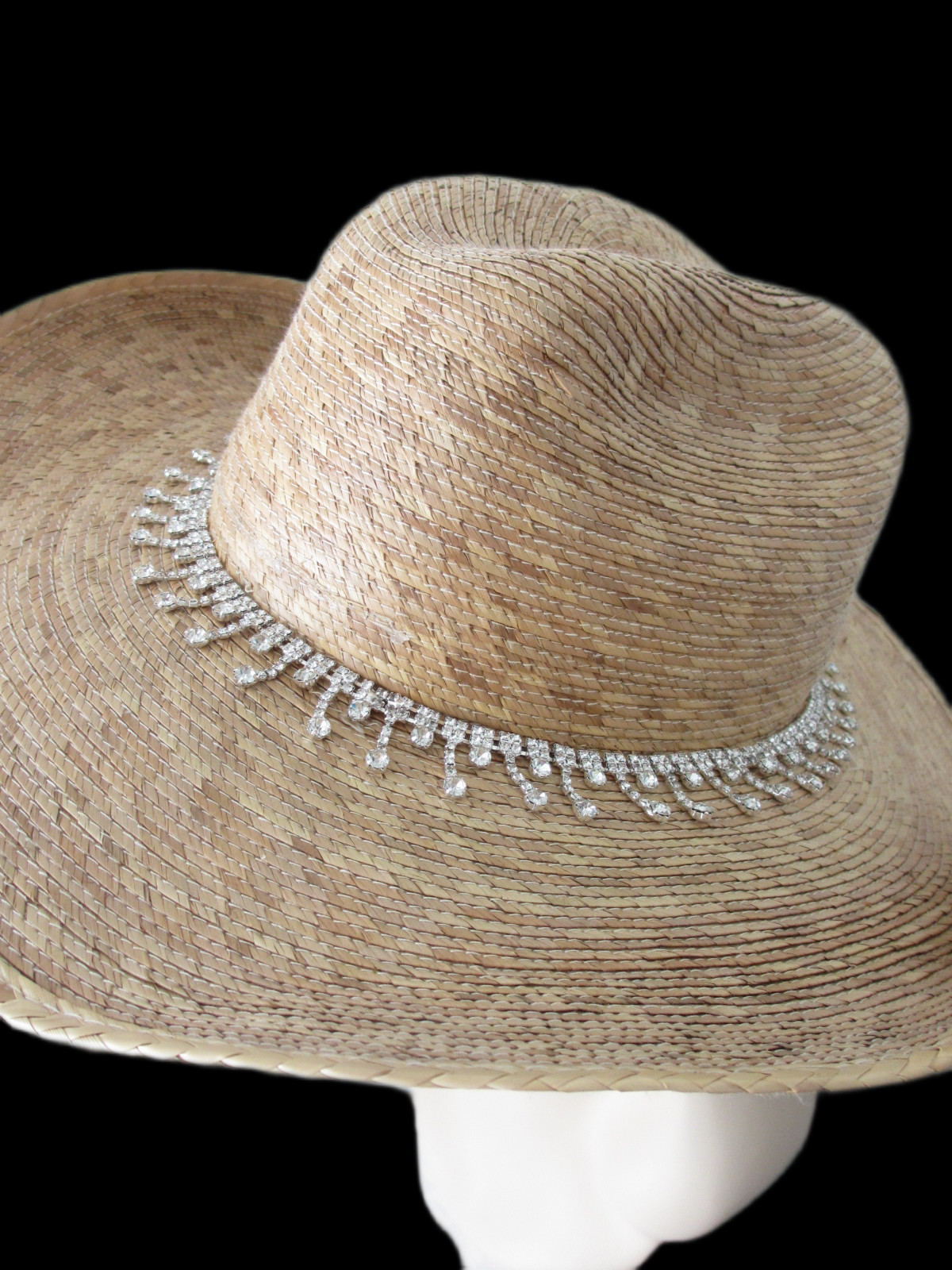 Rhinestone Hat Band Chain Necklace Sparkly Crystal Western Bonnet Belt Trim NEW