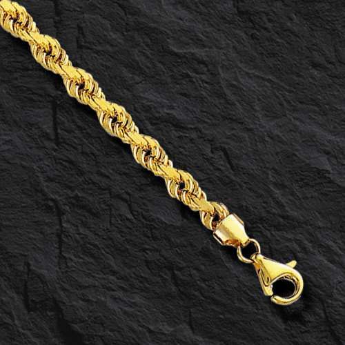 10k Yellow Gold 22″ Solid Diamond Cut Rope Chain Necklace 4 mm 19 Grams