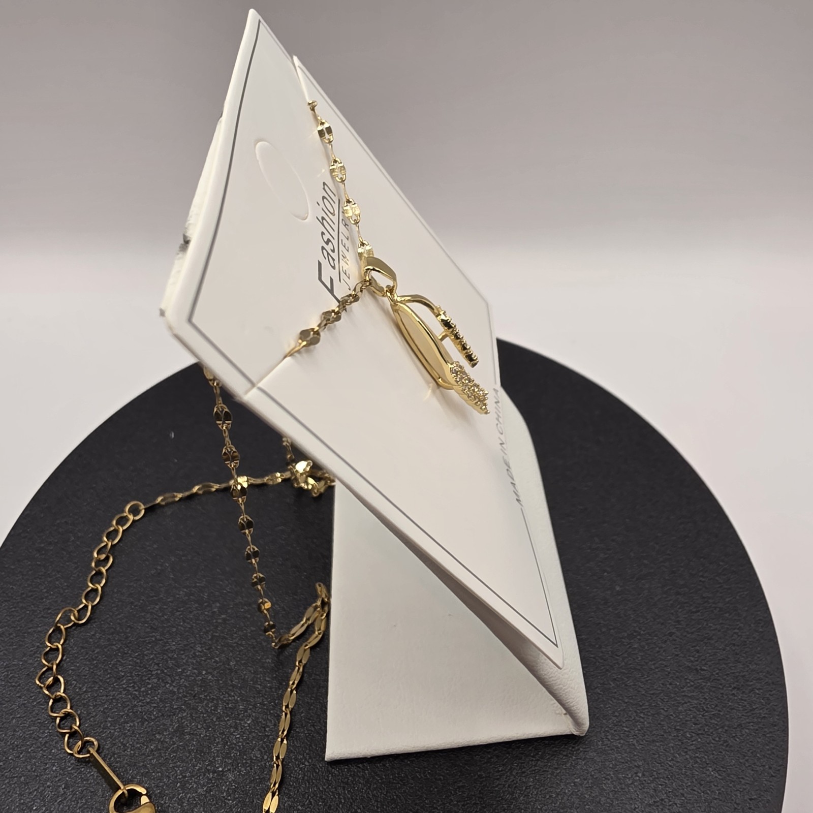 Stainless Steel Copper Plated 16″Necklace w/25mm Cz Fashion Pendant