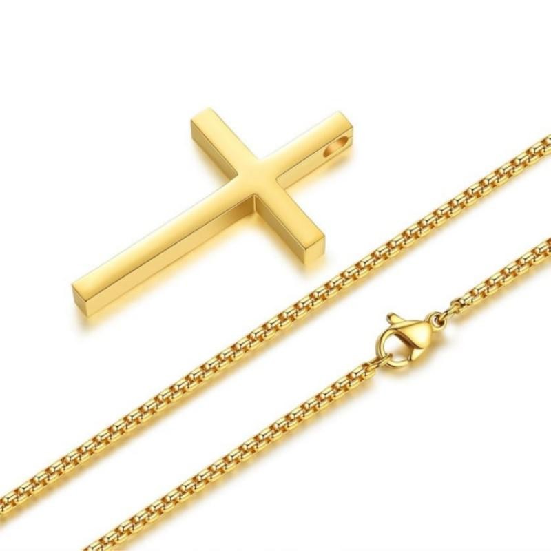 Cross Necklace for Men Women, 3Color Option, Cross Chain, Simple Stainless Steel