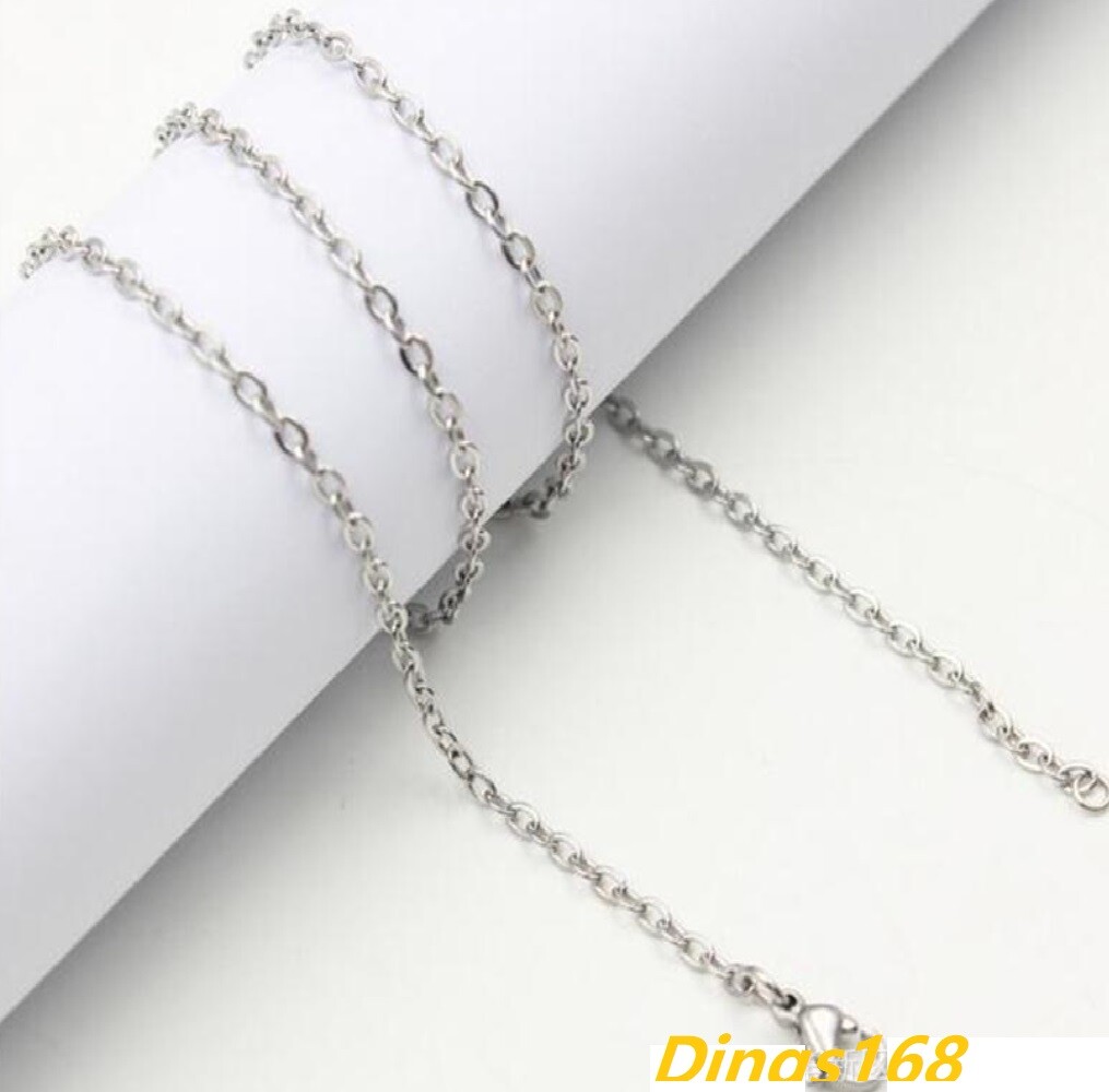 18K White Gold Filled Tarnish-Resist 16-26″ * 2mm/3mm Cable Chain Necklace P146W