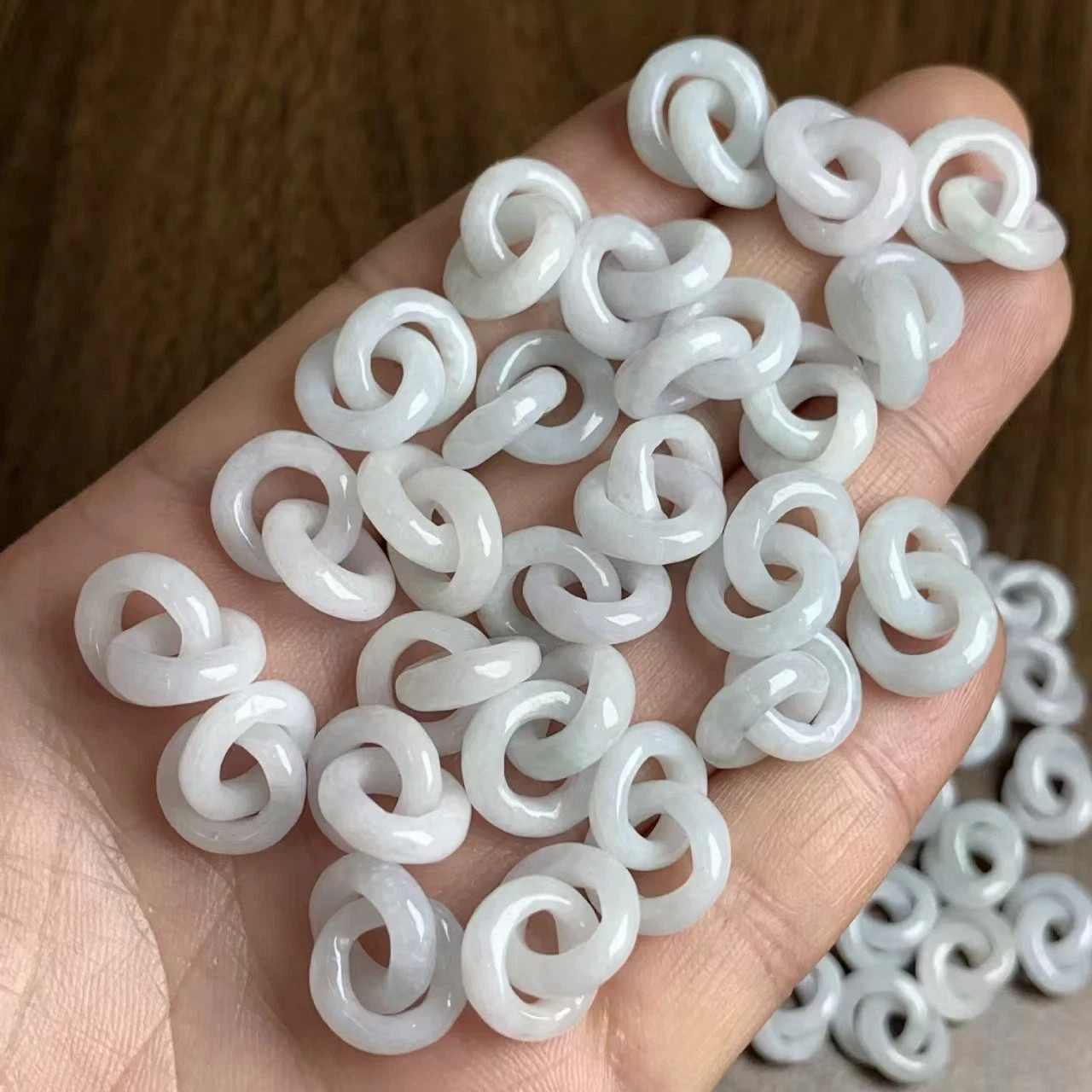 2pcs Real Grade A Natural Jade Jadeite Women Men Circle Beads Diy Pendant