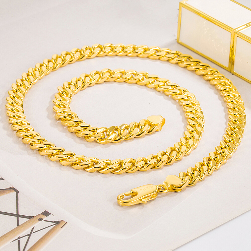8mm 18″-30″ 925 Sterling Silver Curb Cuban Link Chain Necklace for Men & Women