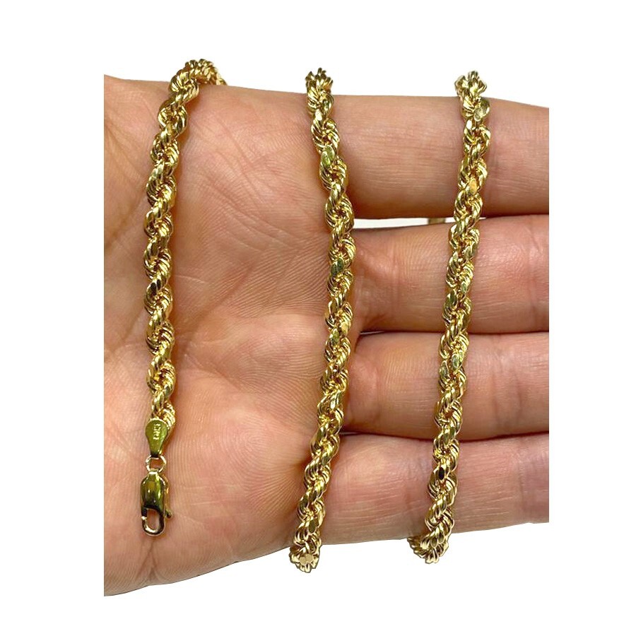 14k Solid Yellow Gold Rope Chain Necklace Bracelet 1mm-10mm Men Women Sz 7″-30″