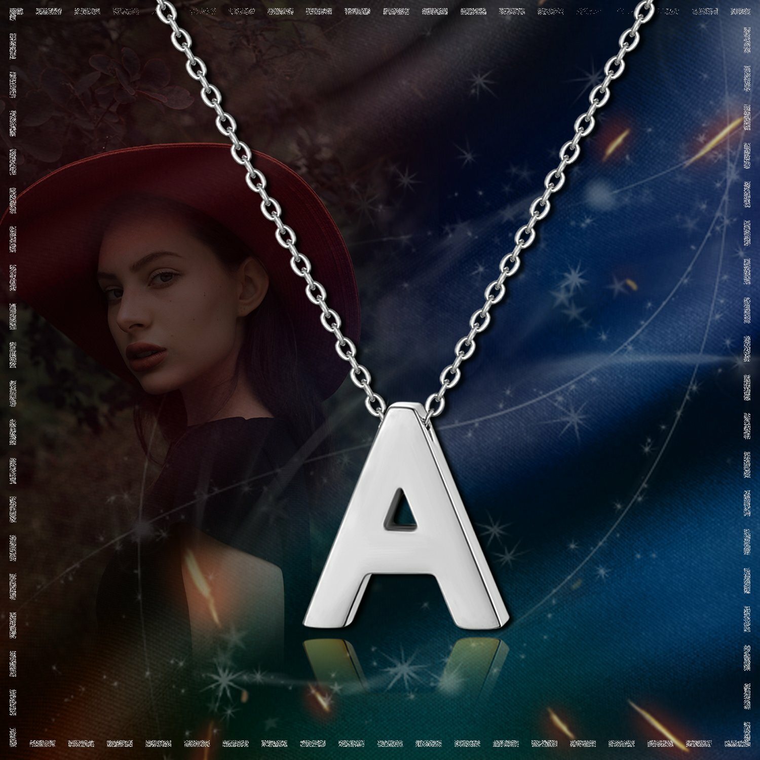Women’s A-Z Alphabet Initial Necklace Polished Silver Tone Letter Pendant Gift