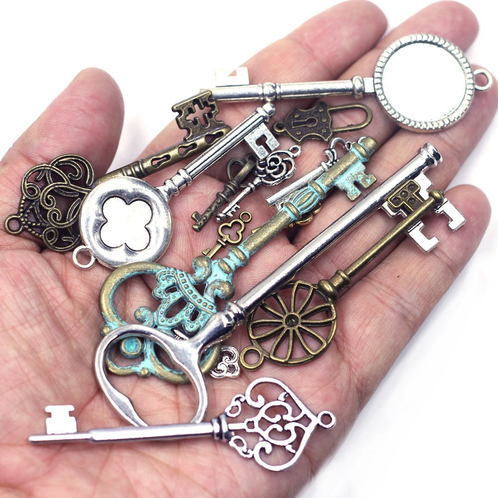 Mixed Butterfly Wings Flower Heart Moon Key Charm Pendants DIY Crafts Supplies