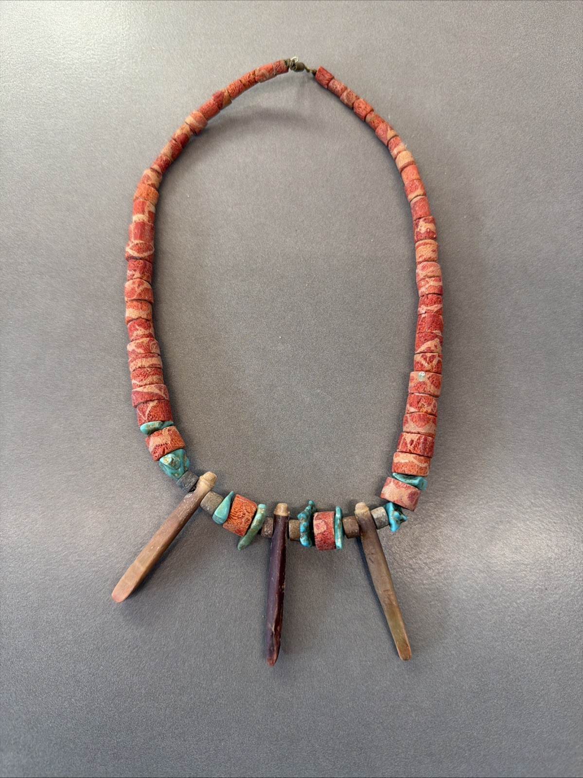 Jw1 Lava Rock, Turquoise, & Wood Beaded Necklace D133