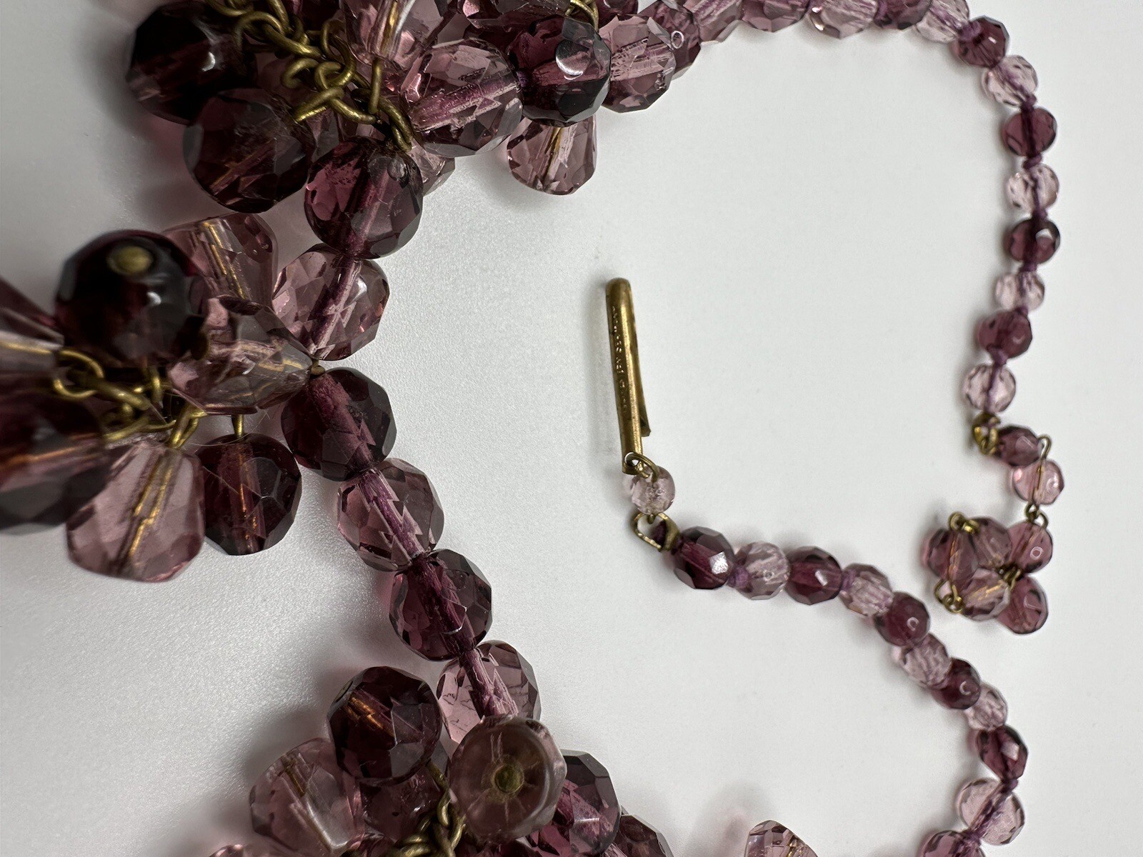 Vintage Western Germany Purple Crystal Bib Statement Necklace 16″ NB6