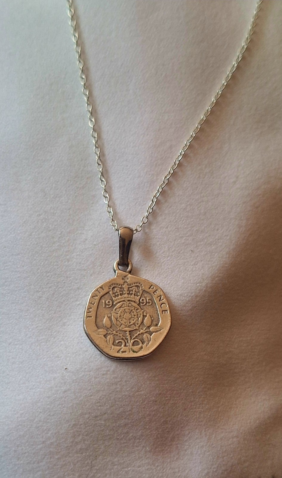 British 20 Pence Coin Pendant Necklace