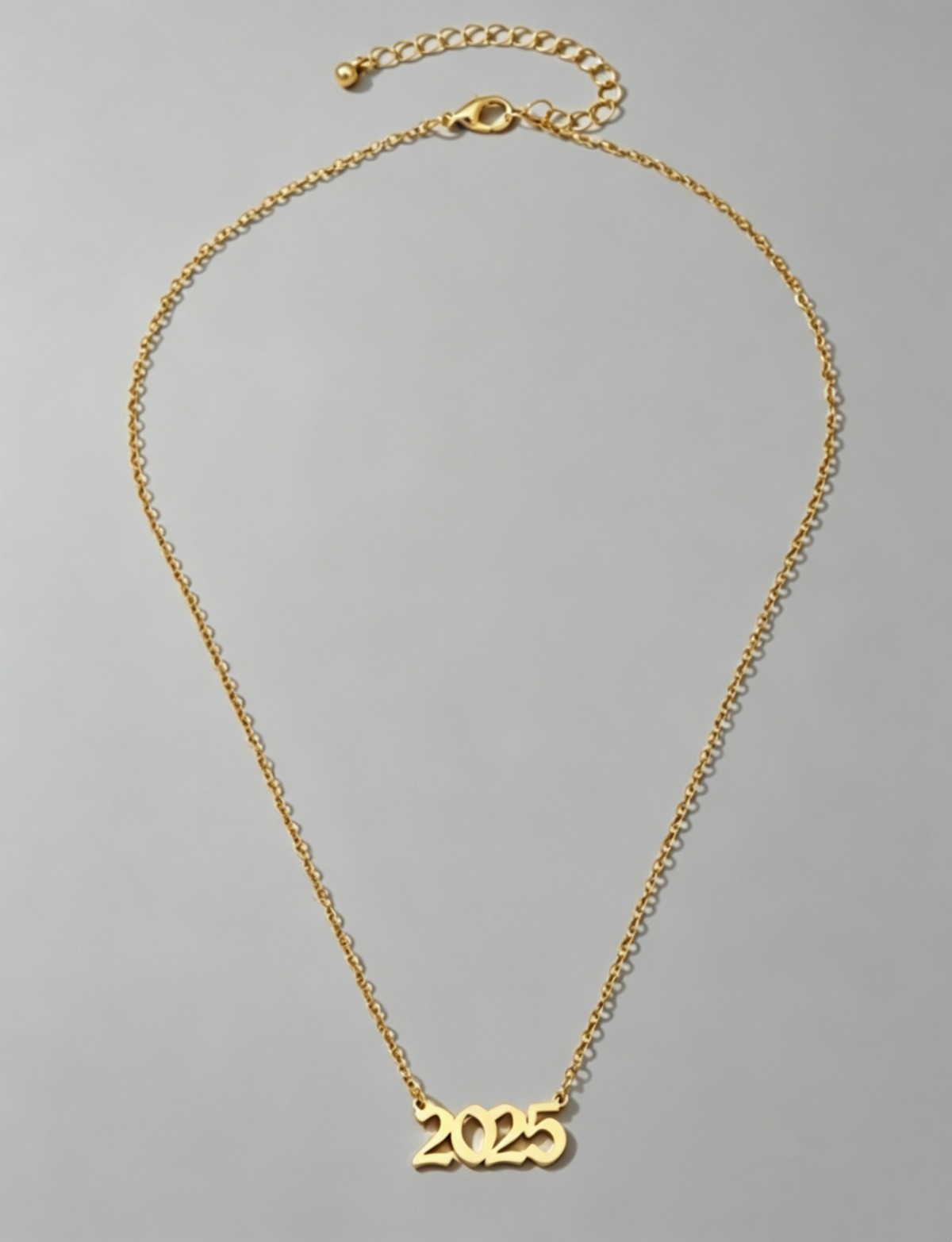 2025 Year Number Pendant Necklace Gold Plated Oval Chain Necklace Birthday Gift