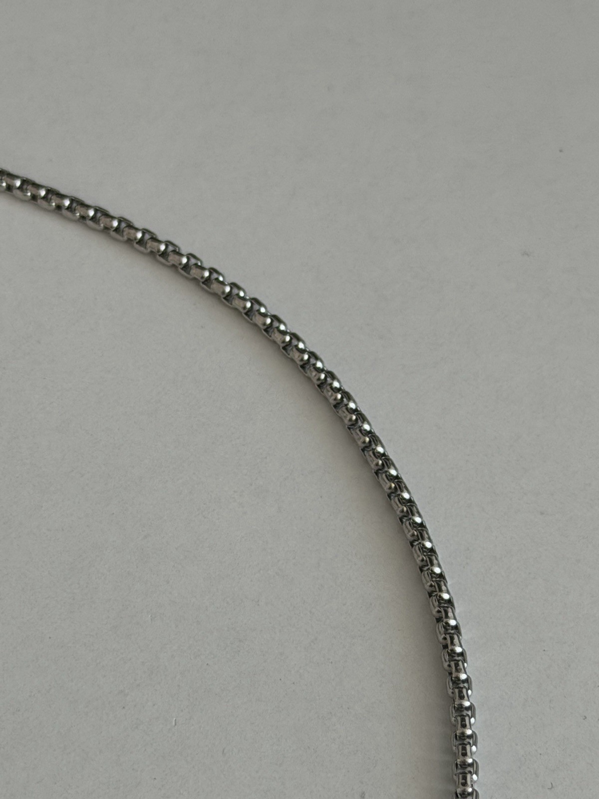 Silver Tone Box Chain Necklace – Stainless Steel Geometric Link Venetian Chain