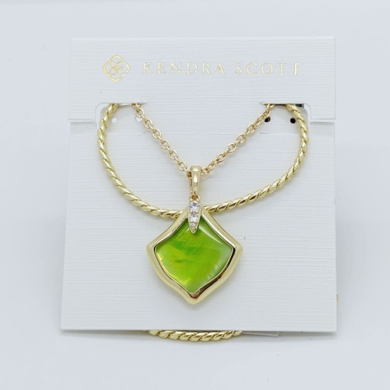 New Kendra Scott Joelle Gold Multi Strand Necklace in Chartreuse Green