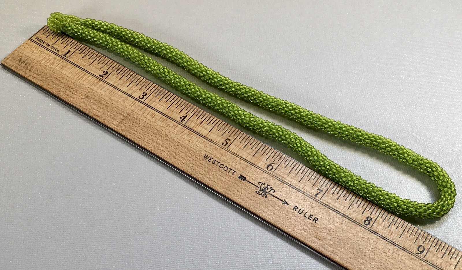 Himalayan Gems Andrew Stone Lime Green Glass Seed Bead Rope 20″ Necklace Nepal