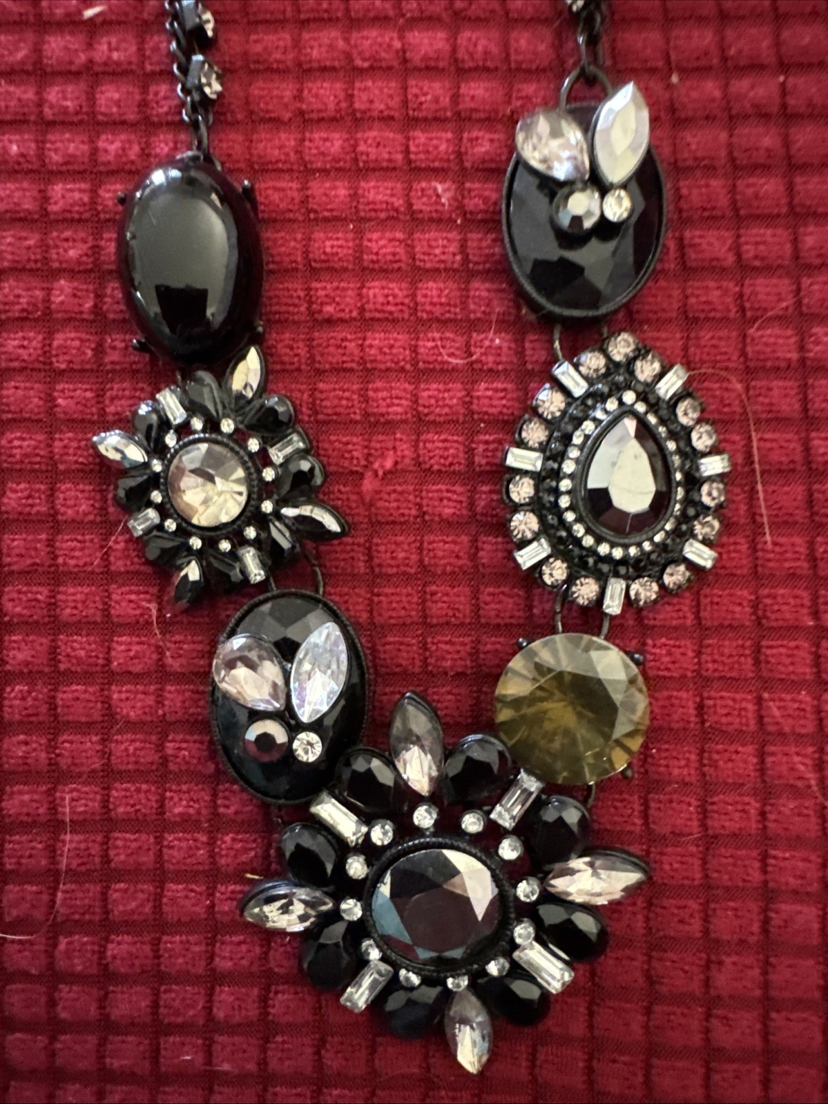 Betsey Johnson Black And Rhinestone Necklace Vintage