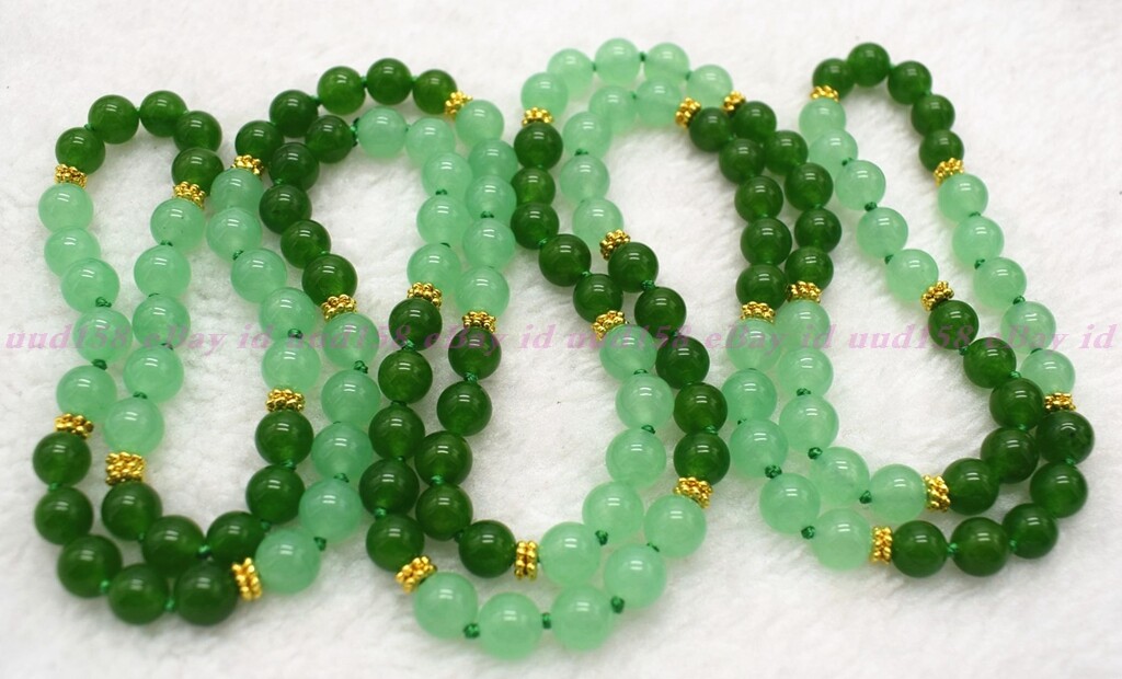 Beauty Natural 8MM Green Jade Round Gemstone Beads Long Necklace 24-100” AAA