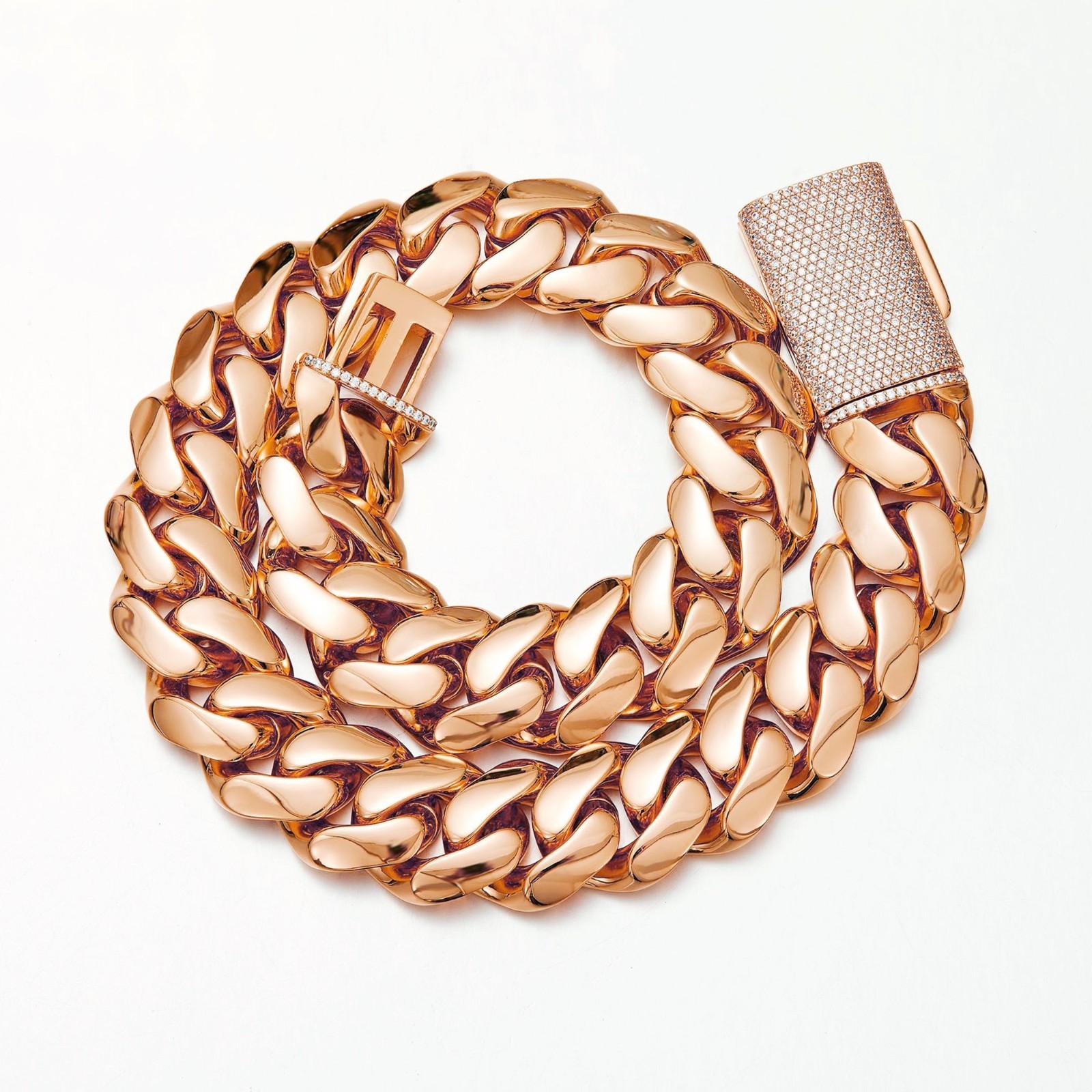 8-22MM Stainless Steel Rose Gold Miami Hip Hop Cuban Chain Necklace Bracelet