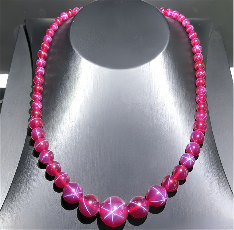 Top Star Ruby， Sapphire Lab-Created Tower Chain Beaded Necklace Blue Green Red