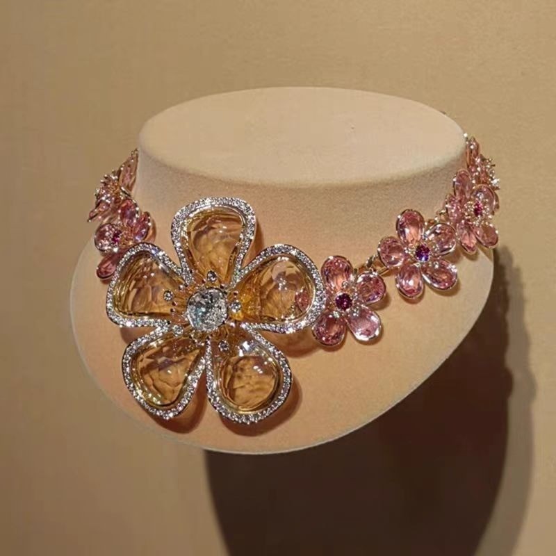 Swarovski Florere Flower Necklace – Pink & Yellow Crystal Fairy Style Statement
