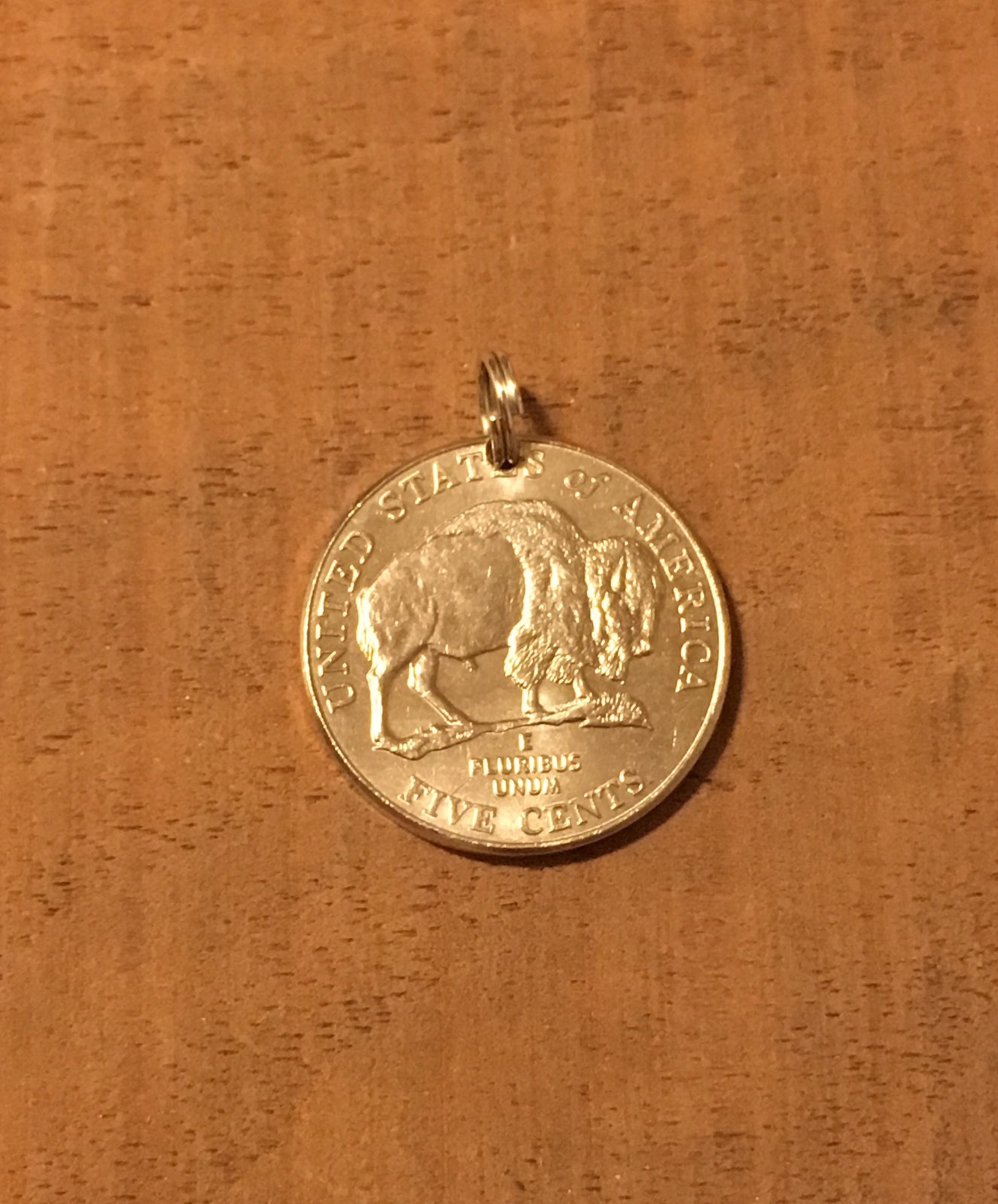 Modern Buffalo Bison Nickel Coin Jewelry Pendant Charm-Vintage Antique-Reverse!