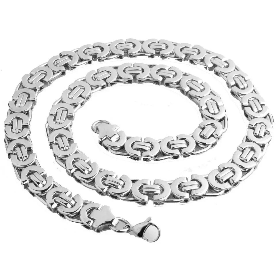 Stainless Steel Flat Byzantine Chain Necklace 6-11mm Men’s Fashion Jewelry Gift
