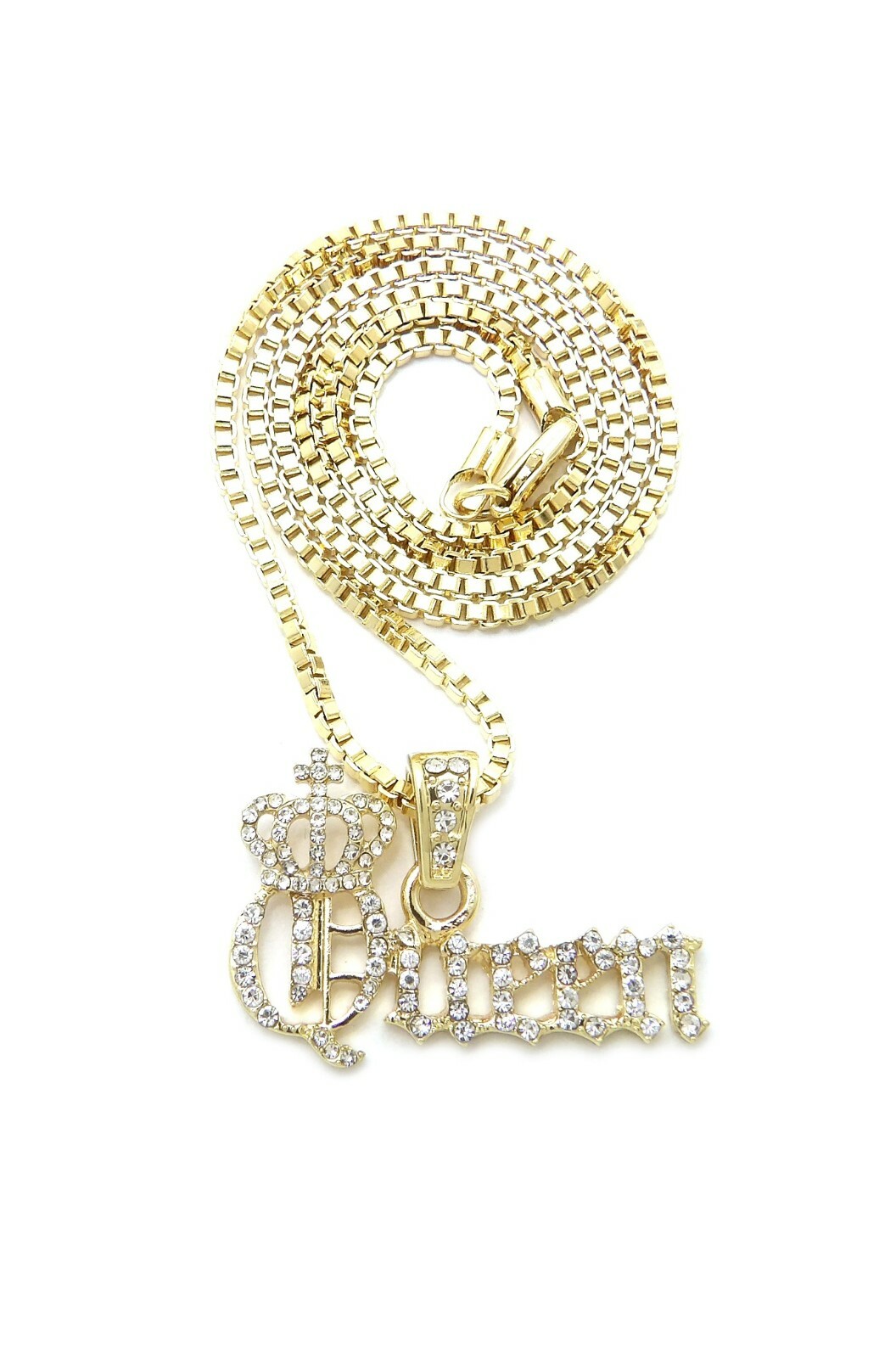 Women Statement Stone Filled Queen Pendant Various Chain Fashion Necklace XSP788