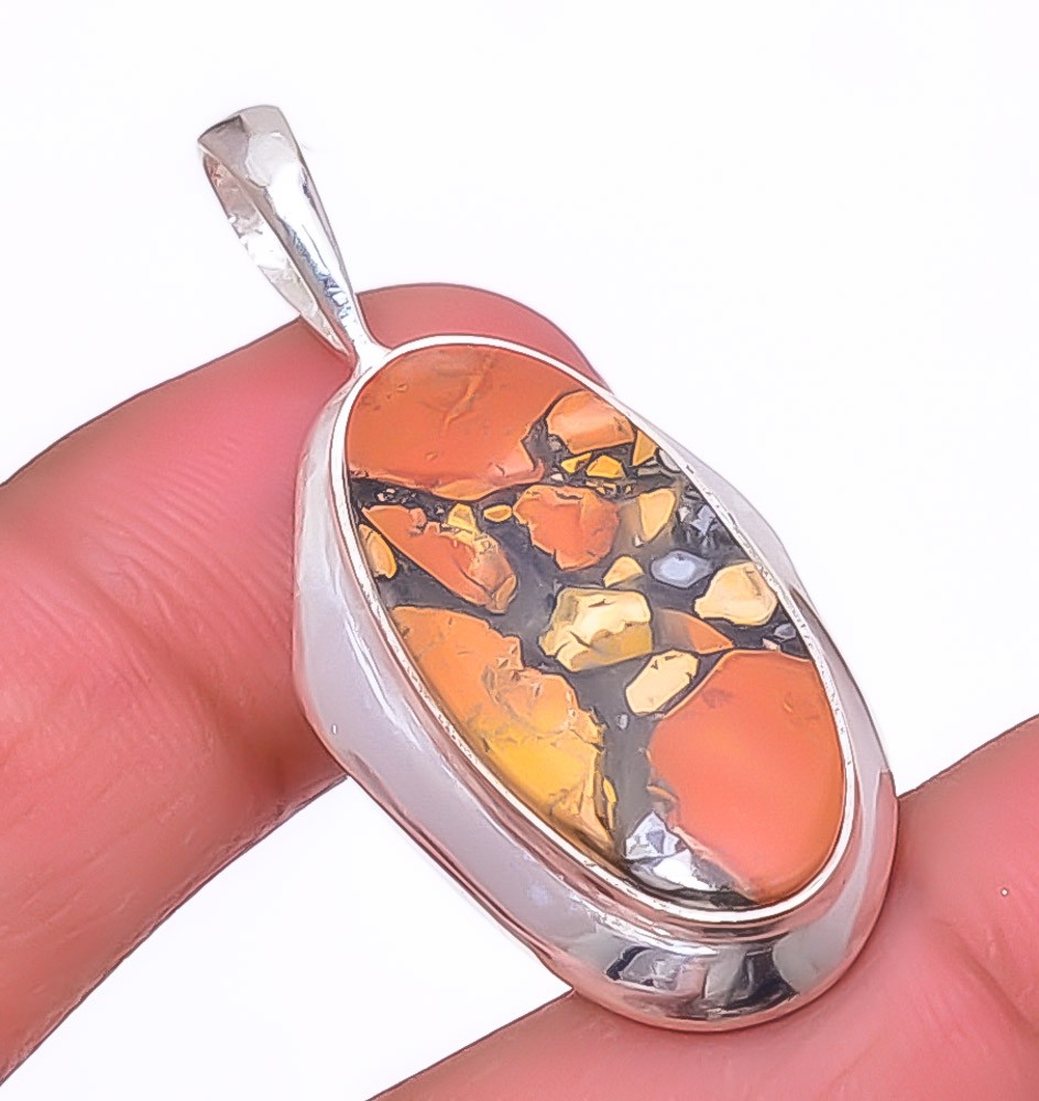 Malingano Jasper – Indonesia 925 Silver Plated Pendant 1.56″ T15