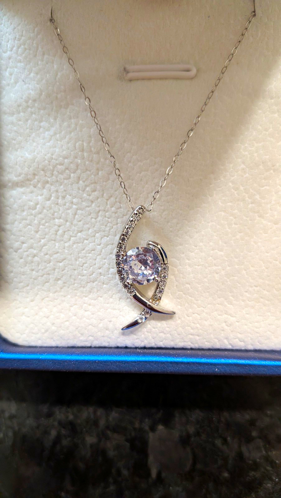 18″ Twist Solitaire Necklace S925 Sterling Silver with Clear CZ Stone Jewelry
