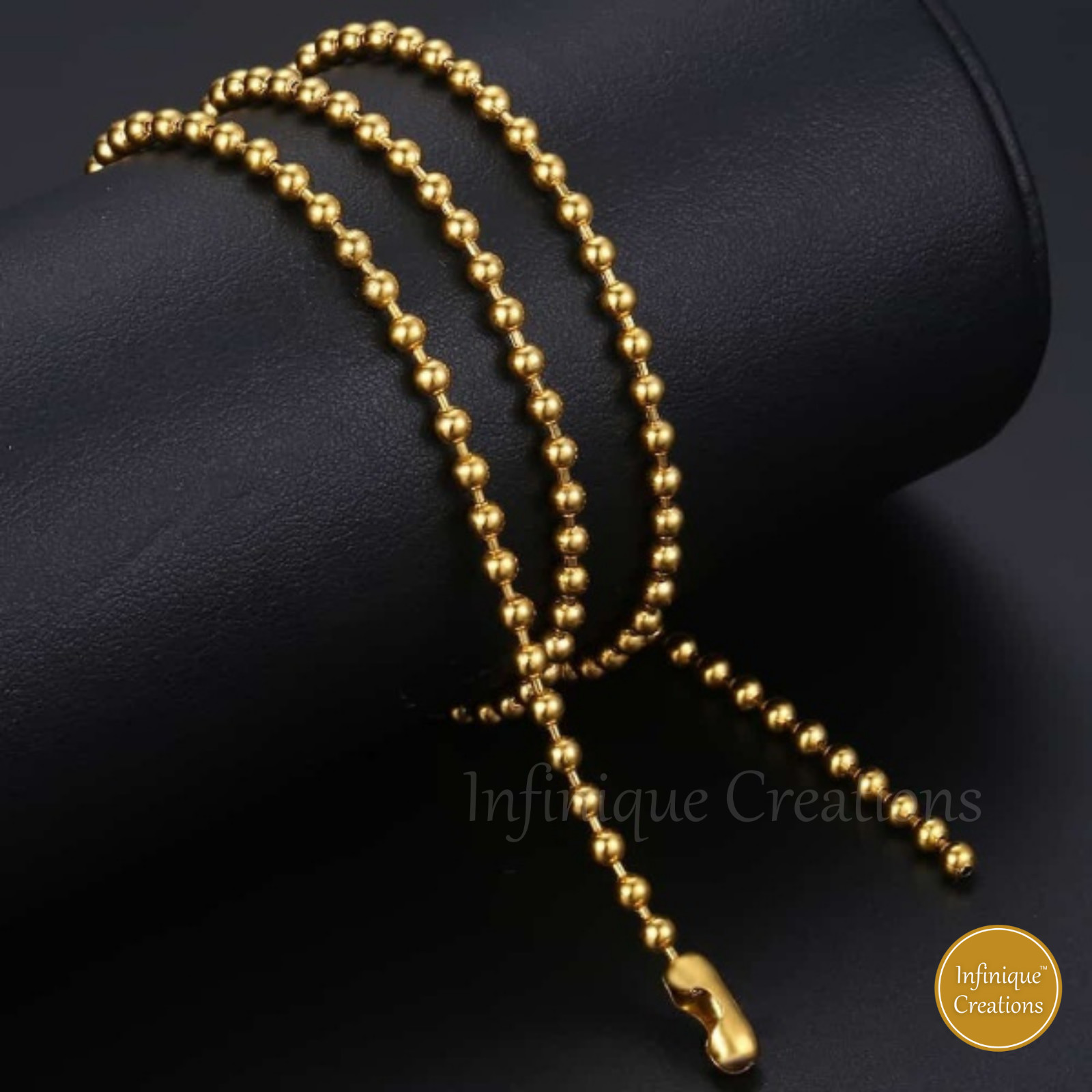 Stainless Steel Ball Chain 18K Gold 7-38″ Plated Men Women Bracelet Necklace