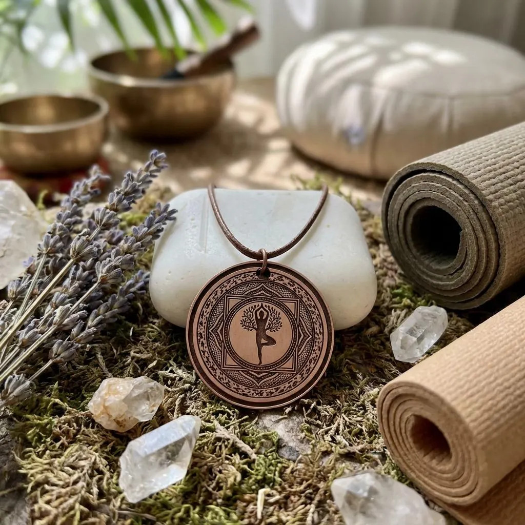 Boho Spiritual Copper Yoga Tree Pose Vrksasana Necklace – Handmade Boho Gift
