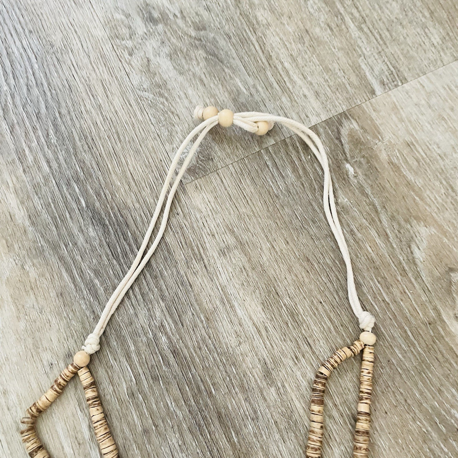 Adjustable Cream and Natural Beaded Statement Necklace