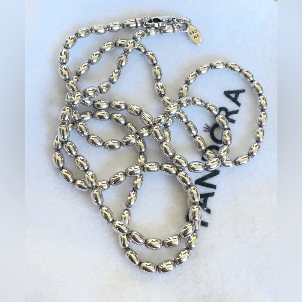 Genuine Pandora Rice Ball Beaded Chain Necklace S925 ALE 60cm